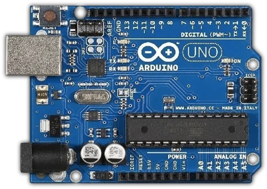 Arduino Uno R3 mikrodenetleyici kartı üstten görünümü